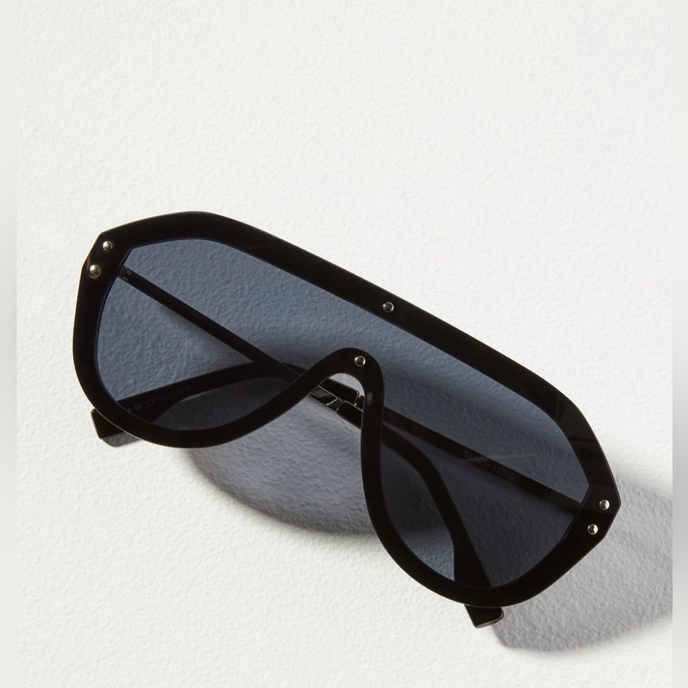 Stylish Black Shield Aviator Sunglasses- from Anthropologie
